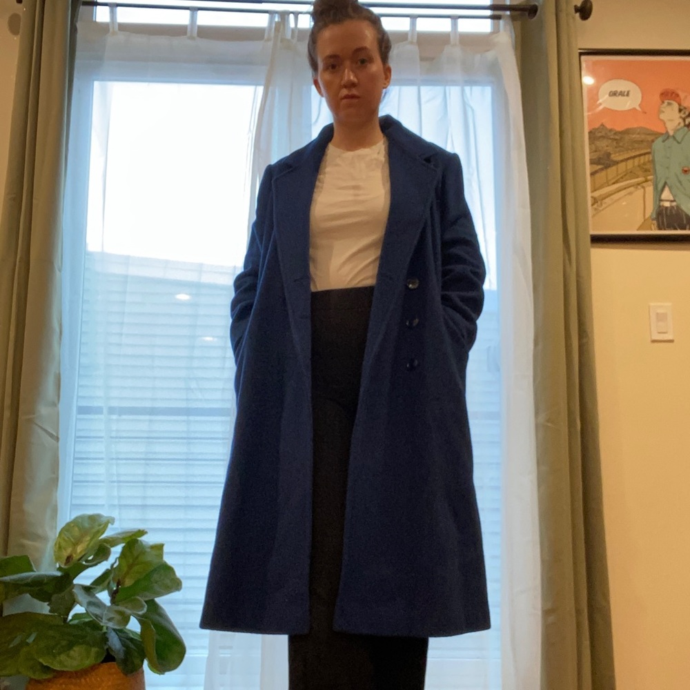 Karen blue wool trench coat